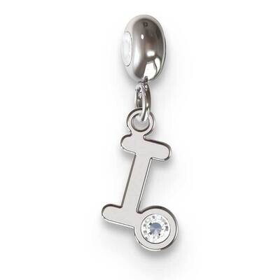 Memi Letter I with Swarovski Crystal Charm Sterling Silver Rhodium-plated ME111I-SS, MPN: ME111I-SS,