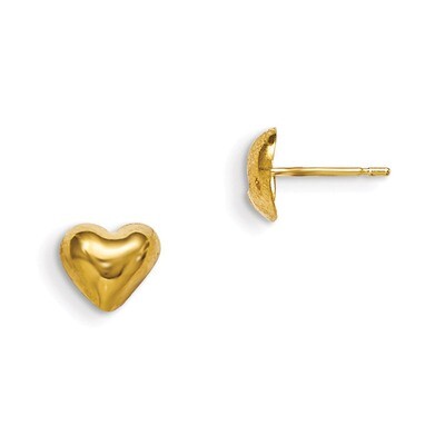 Children&#39;S Heart Post Earrings 14k Gold GK733, MPN: GK733, 191101080005
