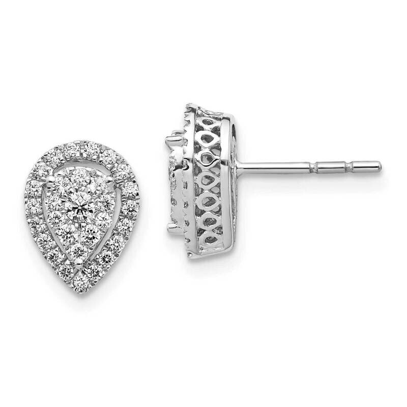 Teardrop Cluster Diamond Post Earrings 14k White Gold EM5465-050-WA, MPN: EM5465-050-WA, 8839573759…