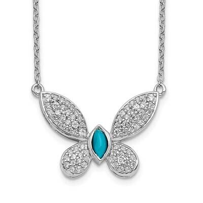 Diamond and Turquoise Butterfly Necklace 14k White Gold PM4392-033-WA, MPN: PM4392-033-WA, 88395729…