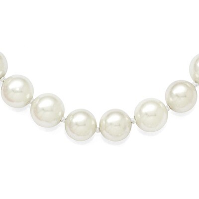 10-11Mm Shell Bead Necklace Sterling Silver QMJN10W-18, MPN: QMJN10W-18, 886774294261