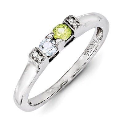 2 Birthstones Family Jewelry Diamond Semi-Set Ring 14k White Gold XMRW35/2, MPN: XMRW35/2, 88395738…