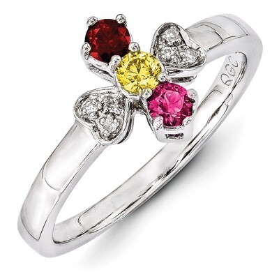 3 Birthstones Family Jewelry Diamond Semi-Set Ring 14k White Gold XMRW27/3, MPN: XMRW27/3, 88395744…