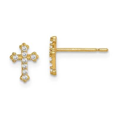 Cross Post Earrings 14k Gold CZ Diamond GK976 by Madi K, MPN: GK976, 883957935904
