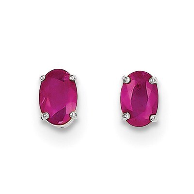 6x4 Oval July Ruby Post Earrings 14k white Gold XBE307, MPN: XBE307, 191101433887