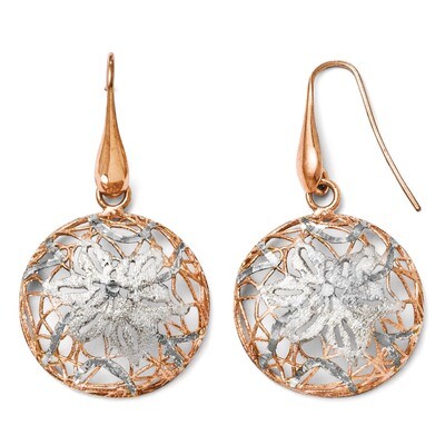 Sterling Silver Rose-tone 18k Gold Flash Plated Earrings F313
