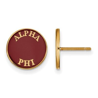 Alpha Phi Enameled Post Earrings Gold-plated Silver GP019APH, MPN: GP019APH, 191101098994