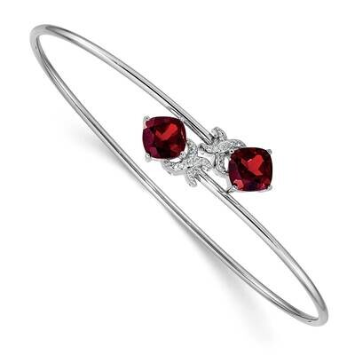 0.03Ct Dia. &amp; 2.6Ct Garnet Flexible Bangle 14k White Gold BM4503-GA-003-WA, MPN: BM4503-GA-003-WA, …