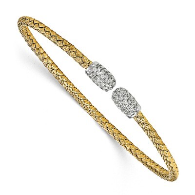 Leslie&#39;s CZ Woven Cuff Bangle Sterling Silver Gold-tone HB-QLF828, MPN: QLF828, 191101752476