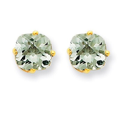 6mm Cushion Green Quartz Earring 14k Gold XE107AG, MPN: XE107AG, 883957090610