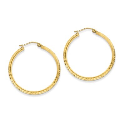 Knife Edge Diamond-cut Hollow Hoop Earrings 14k Gold TC820, MPN: TC820, 886774731513