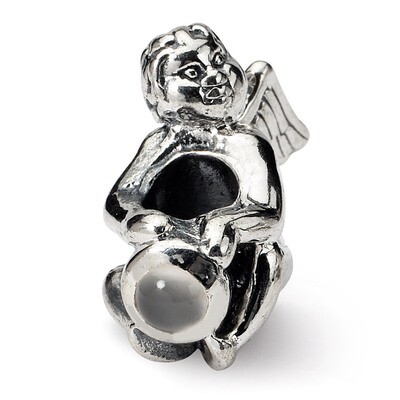 June Synthetic Diamond Antiqued Bead - Sterling Silver QRS449, MPN: QRS449, 883957723563