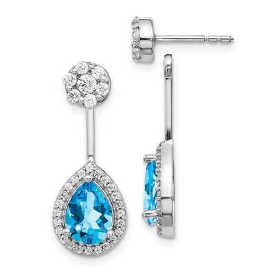 Blue Topaz Earrings 14k White Gold Diamond EM4199-BT-062-WA, MPN: EM4199-BT-062-WA, 191101838132
