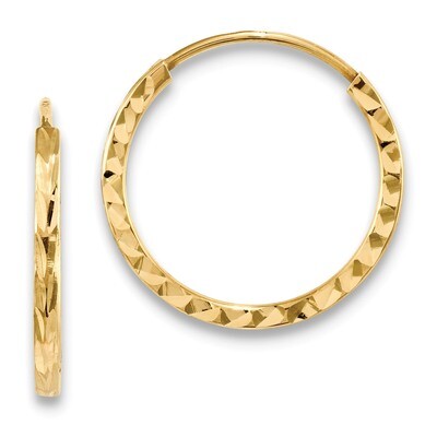 Square Tube Endless Hoop Earrings 14k Gold Diamond-cut TF994, MPN: TF994, 191101056451