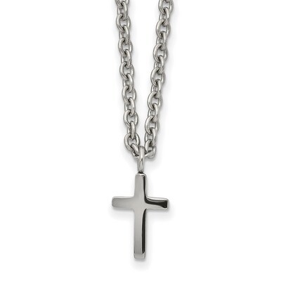 11mm Cross 18 inch Necklace Stainless Steel Polished SRN2500-18 by Chisel, MPN: SRN2500-18, 1911016…