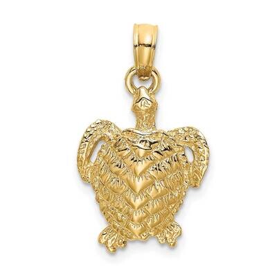 Textured Sea Turtle Charm 14k Gold 2-D K7645, MPN: K7645, 637218011995