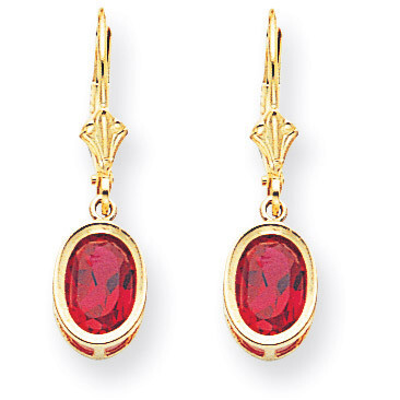 8x6mm Oval Created Ruby Leverback Earrings 14k Gold XLB107CR, MPN: XLB107CR, 883957119120