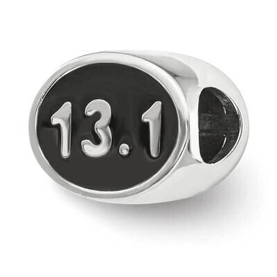 Black Enameled Half Marathon Bead Sterling Silver QRS4038, MPN: QRS4038,