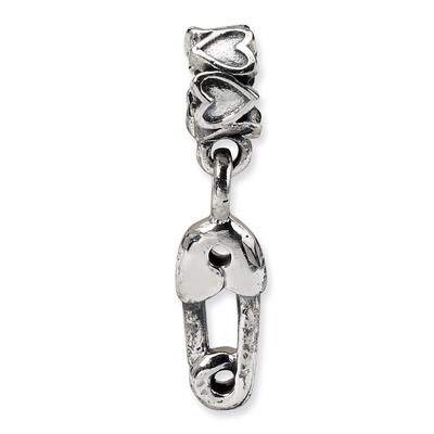 Safety Pin Dangle Bead - Sterling Silver QRS1244, MPN: QRS1244, 883957277431