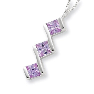 18 Inch Purple Diamond Pendant Chain Sterling Silver QH672-18, MPN: QH672-18, 883957955124