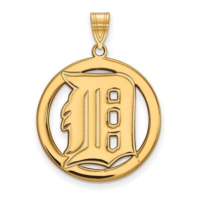 Detroit Tigers L Pendant in Circle Gold-plated Silver GP034TIG, MPN: GP034TIG, 886774936802