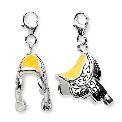3-D Enameled SaddleCharm Sterling Silver QCC565 by Amore La Vita, MPN: QCC565, 883957335186