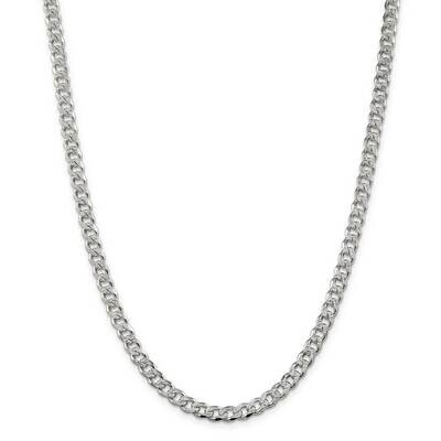 5.5mm Pave Curb Chain 30 Inch Sterling Silver QCF150-30, MPN: QCF150-30,