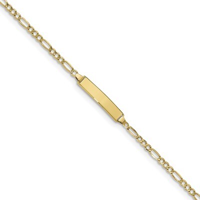 7 Inch Semi-solid Figaro Link ID Bracelet 10k Gold 10DCID134-7, MPN: 10DCID134-7, 191101440700