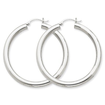 4mm x 45mm Tube Hoop Earrings 14k White Gold T862, MPN: T862, 883957287065