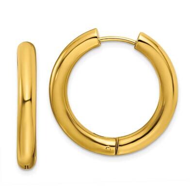 Yellow Ip-Plated 4mm Hinged Hoop Earrings Stainless Steel Polished SRE1497, MPN: SRE1497, 191101867…