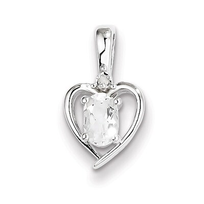 White Topaz &amp; Diamond April Pendant Sterling Silver QBPD19APR, MPN: QBPD19APR, 883957457727