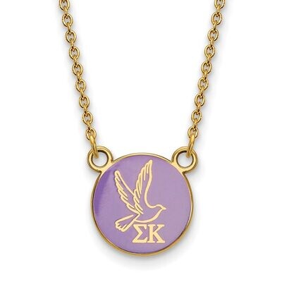 Sigma Kappa Extra Small Enameled Pendant with 18 Inch Chain Gold-plated Silver GP042SKP-18, MPN: GP…