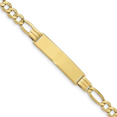 8 Inch Semi-solid Figaro Link ID Bracelet 10k Gold 10DCID136-8, MPN: 10DCID136-8, 191101440731