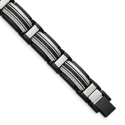 Black Ip-Plated with Black Cz 8.75 Inch Link Bracelet Stainless Steel Polished SRB2668-8.75, MPN: S…