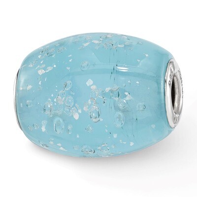 Blue Frosted Windowpanes Fenton Glass Bead Sterling Silver QRS3703, MPN: QRS3703, 19727656636