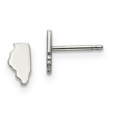 Illinois State Small Earrings Sterling Silver Engravable XNE50SS-IL, MPN: XNE50SS-IL, 886774566986