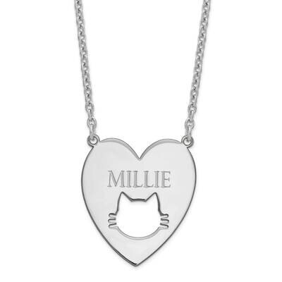 Heart with Cat Face Necklace Sterling Silver Rhodium-plated XNA780SS, MPN: XNA780SS, 191101221262