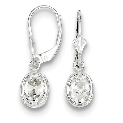 8x6mm Oval Diamond Leverback Earrings Sterling Silver QE2044CZ, MPN: QE2044CZ, 883957048703