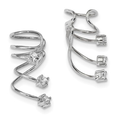 CZ Diamond Cuff Earrings Sterling Silver Rhodium-plated QE13690, MPN: QE13690, 886774117249