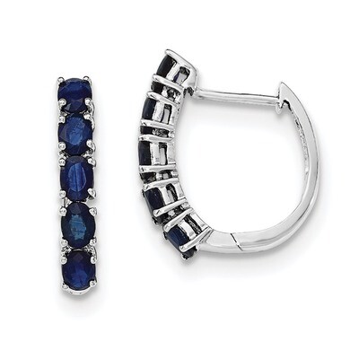 Sapphire Hinged Hoop Earrings Sterling Silver Rhodium-plated Polished QE12619S, MPN: QE12619S, 8867…