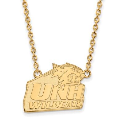 University of New Hampshire Large Pendant with Chain Necklace 14k Yellow Gold 4Y006UNH-18, MPN: 4Y0…