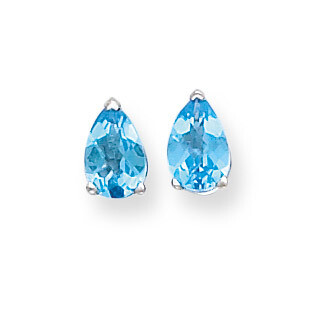 8x5mm Pear Blue Topaz Checker Earrings 14k White Gold XE81WBC, MPN: XE81WBC, 883957103655