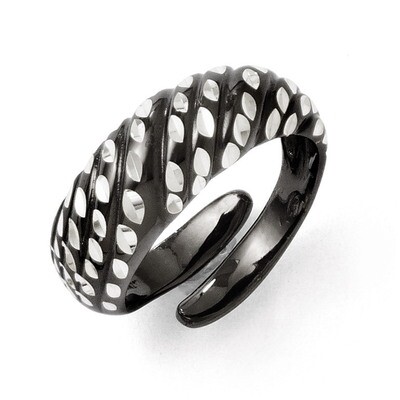 Sterling Silver and Rhodium Diamond-cut Adjustable Ring F702
