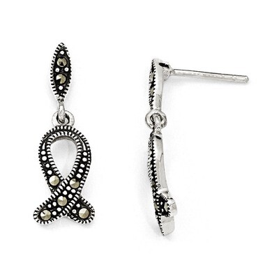 Marcasite Ichthus Post Earrings Sterling Silver QE11122