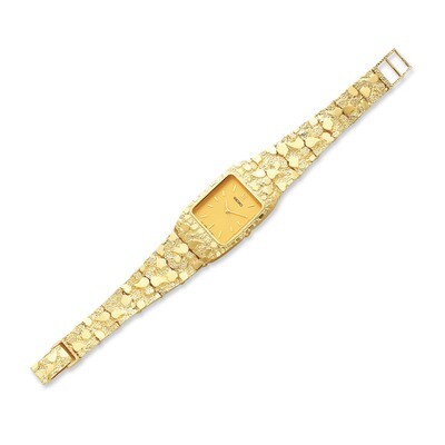 Mens Squared Champagne 27x47mm Dial Solid Nugget Watch 14k Gold NB262Y-8, MPN: NB262Y-8, 8867740792…