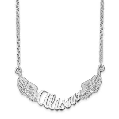 Angel Wings Nameplate Necklace 10k White Gold 10XNA964W, MPN: 10XNA964W, 191101990991