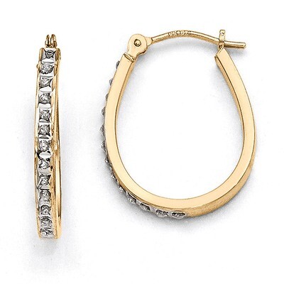 Oval Hinged Hoop Earrings 14k White Gold with Diamonds DF146, MPN: DF146, 191101179365