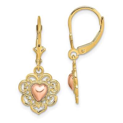 Polished Heart Leverback Earrings 14k Two-tone Gold TF1855, MPN: TF1855, 637218176809