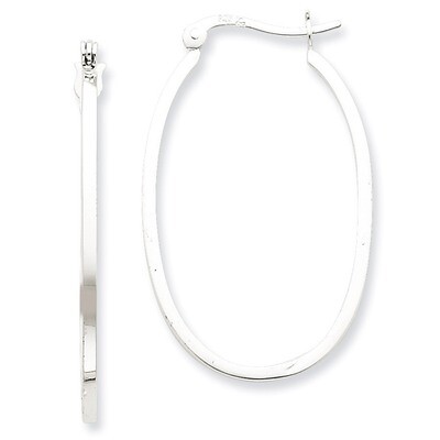 Oval Hoop Earrings Sterling Silver Polished QE6624, MPN: QE6624, 723252509298