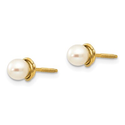 3mm Fresh Water Cultured Pearl Love Knot Post Earrings - 14k Gold SE2216 by Madi K, MPN: SE2216, 88…